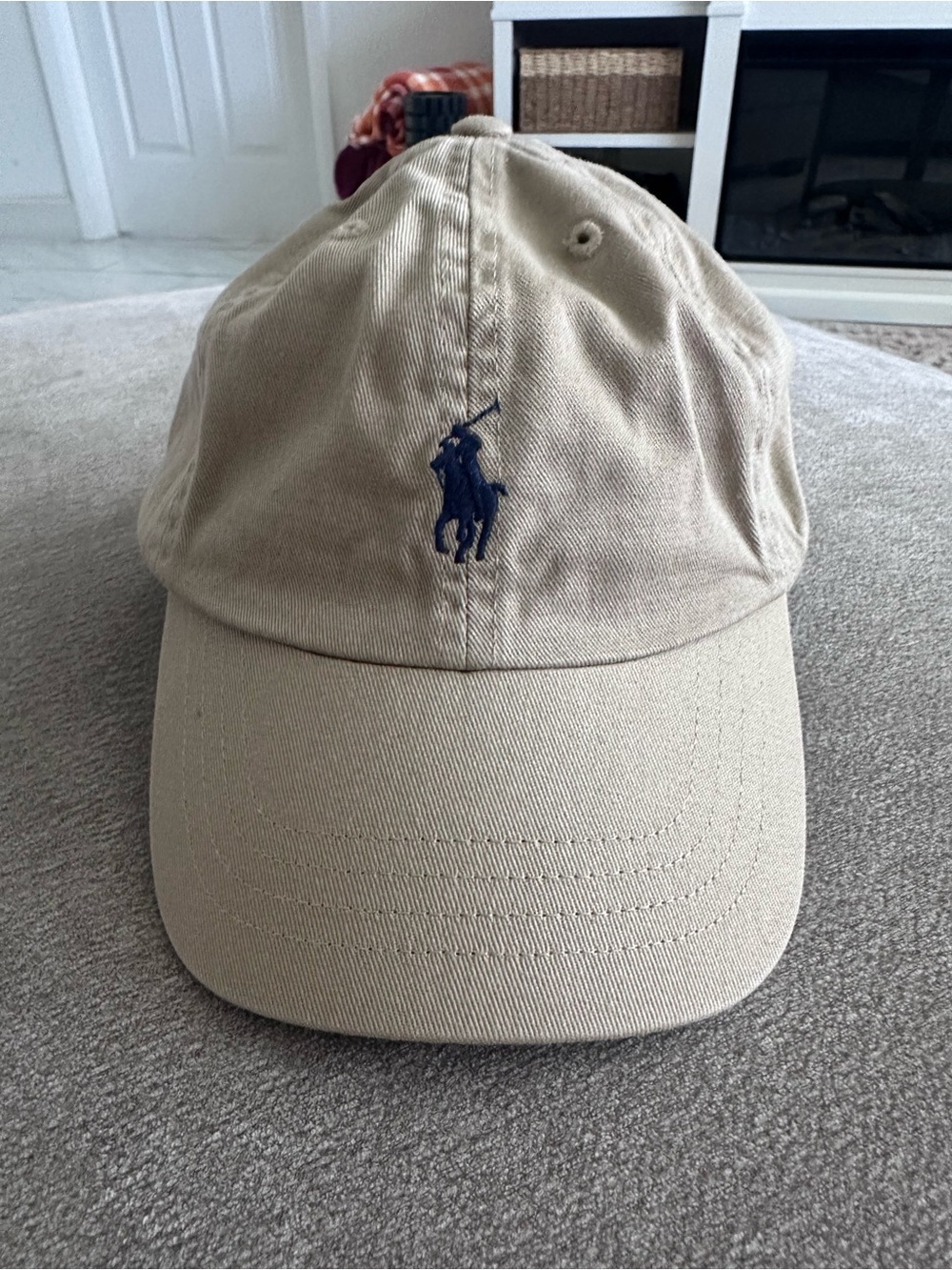 Polo by Ralph Lauren Tan Baseball Cap with Navy Pony